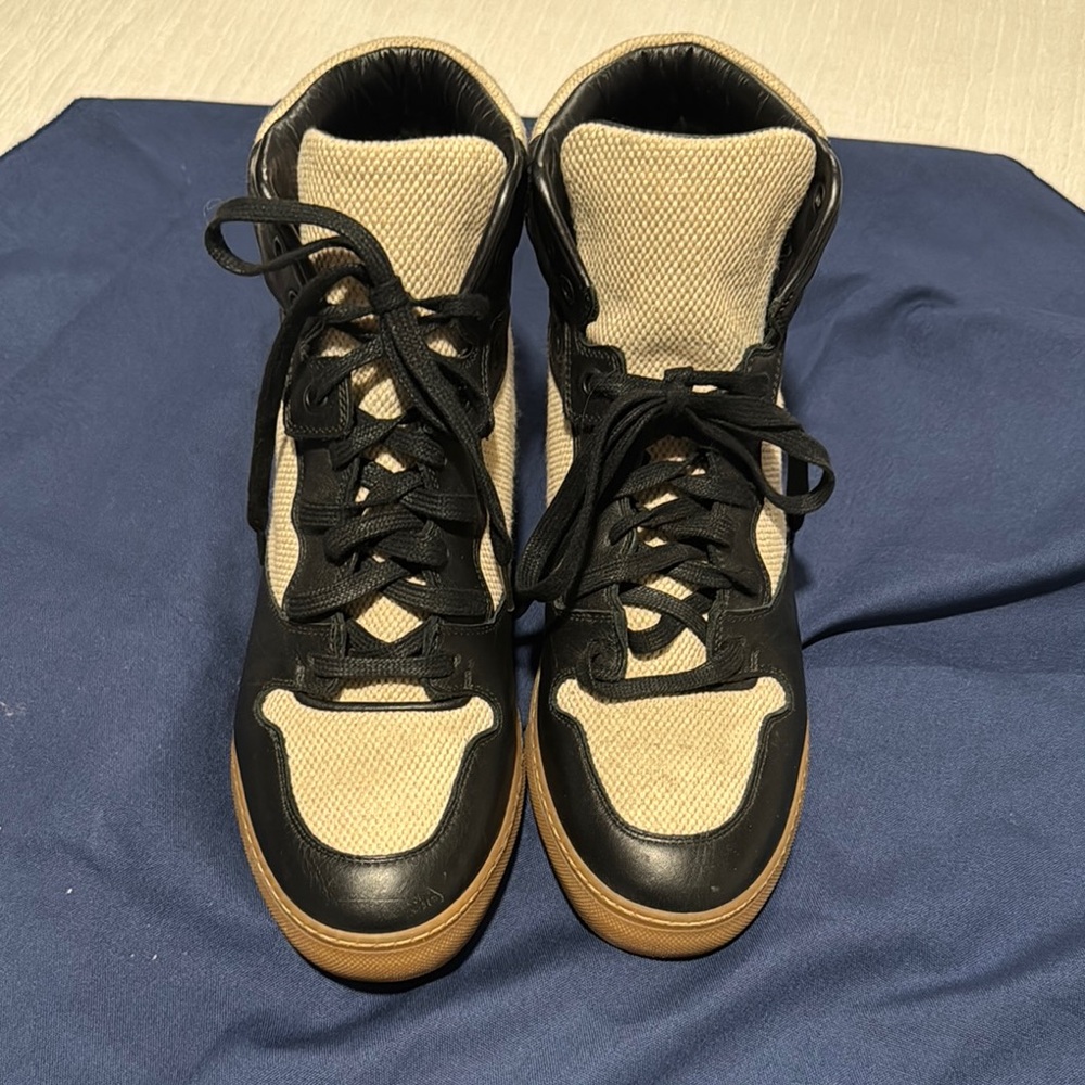 Balenciaga Black and Cream High-Top Sneakers